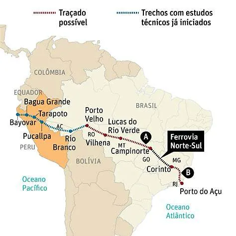 UM SONHO DA CHINA - Brasil pode se tornar corredor logístico global com ferrovia transoceânica apoiada pela China

